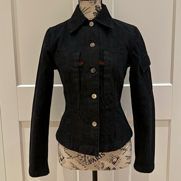 ❌SOLD❌GUCCI Authentic Denim Jean Black Jacket Size Small | 9901566💚 - Picture 11 of 17